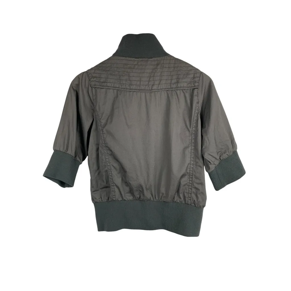 Unionbay Womens Short Sleeve Bomber Jacket Large Gray 100% Cotton - Image 2