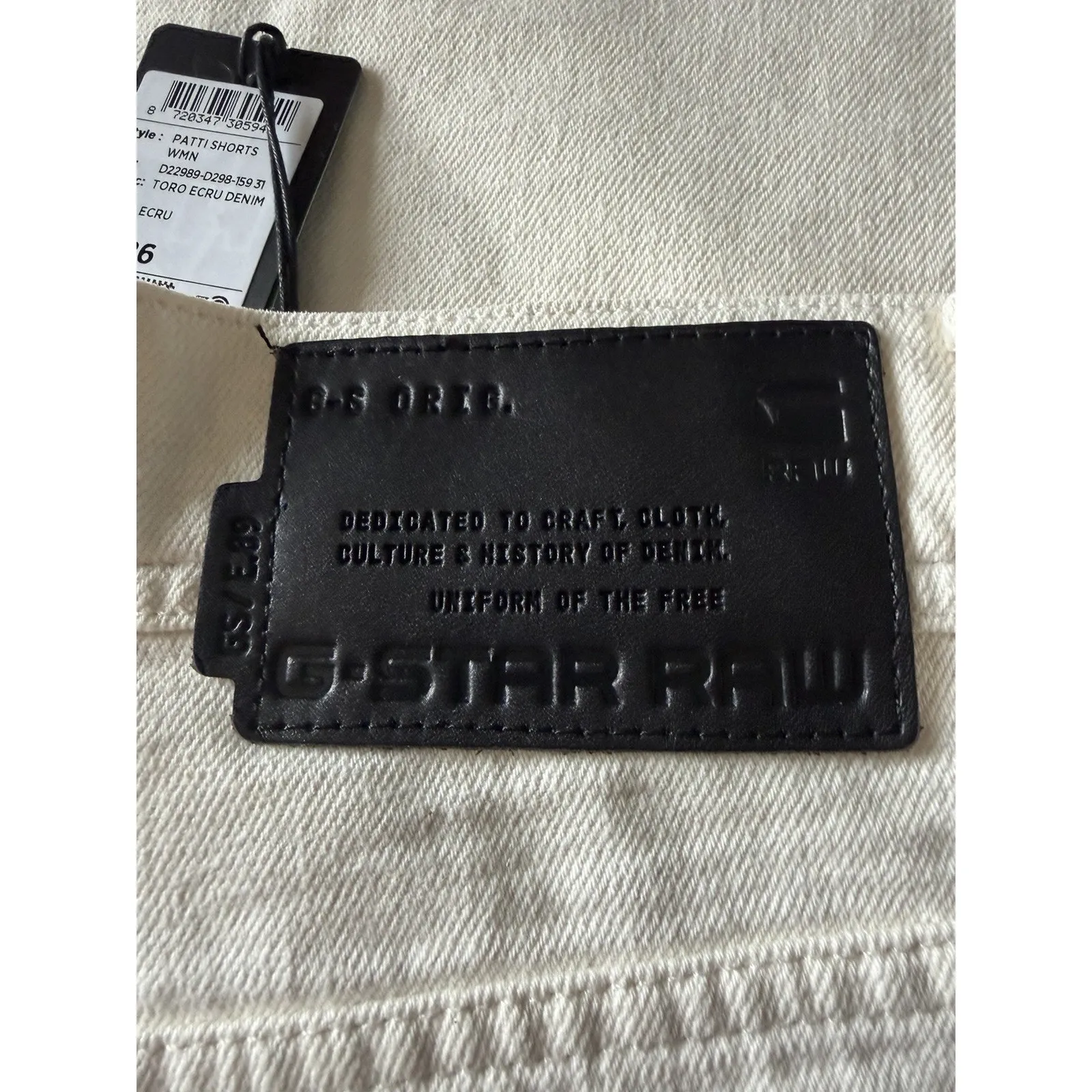 G-Star RAW Patti Wide Fit Mid Rise Ecru Denim Shorts Size 26 NWT Utilitarian - Image 10