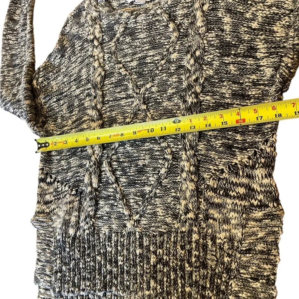 Roxy Cable Knit Sweater High Low Hem Grey Marbled Womens Size Medium - Image 8