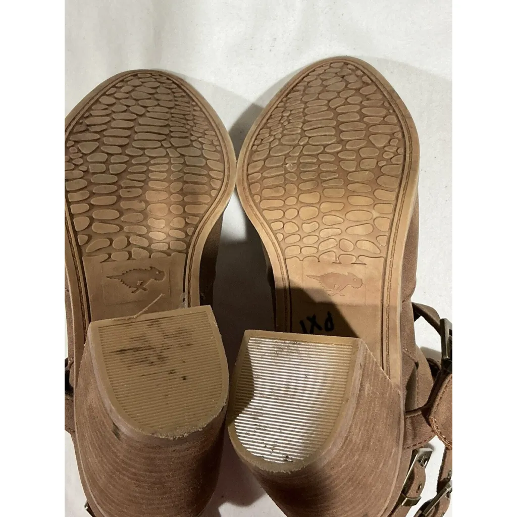 Womans Rocket Dog Size 7 Brown Faux Suede Side Zip Strappy Block Heel Bootie - Image 8