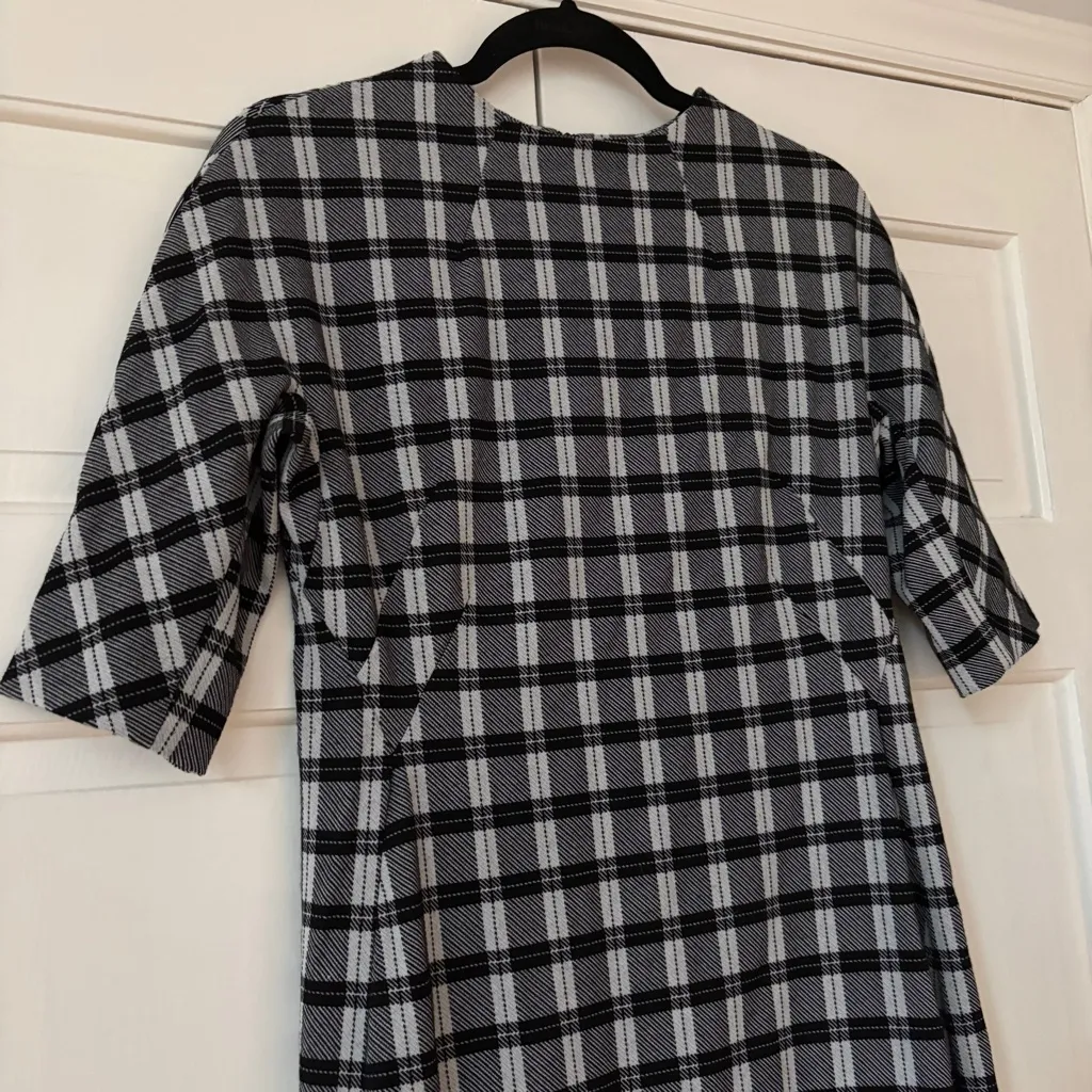 MM Lafleur Farnoosh Plaid Sheath Dress Checkmate Black White Checkered Size 4 - Image 6