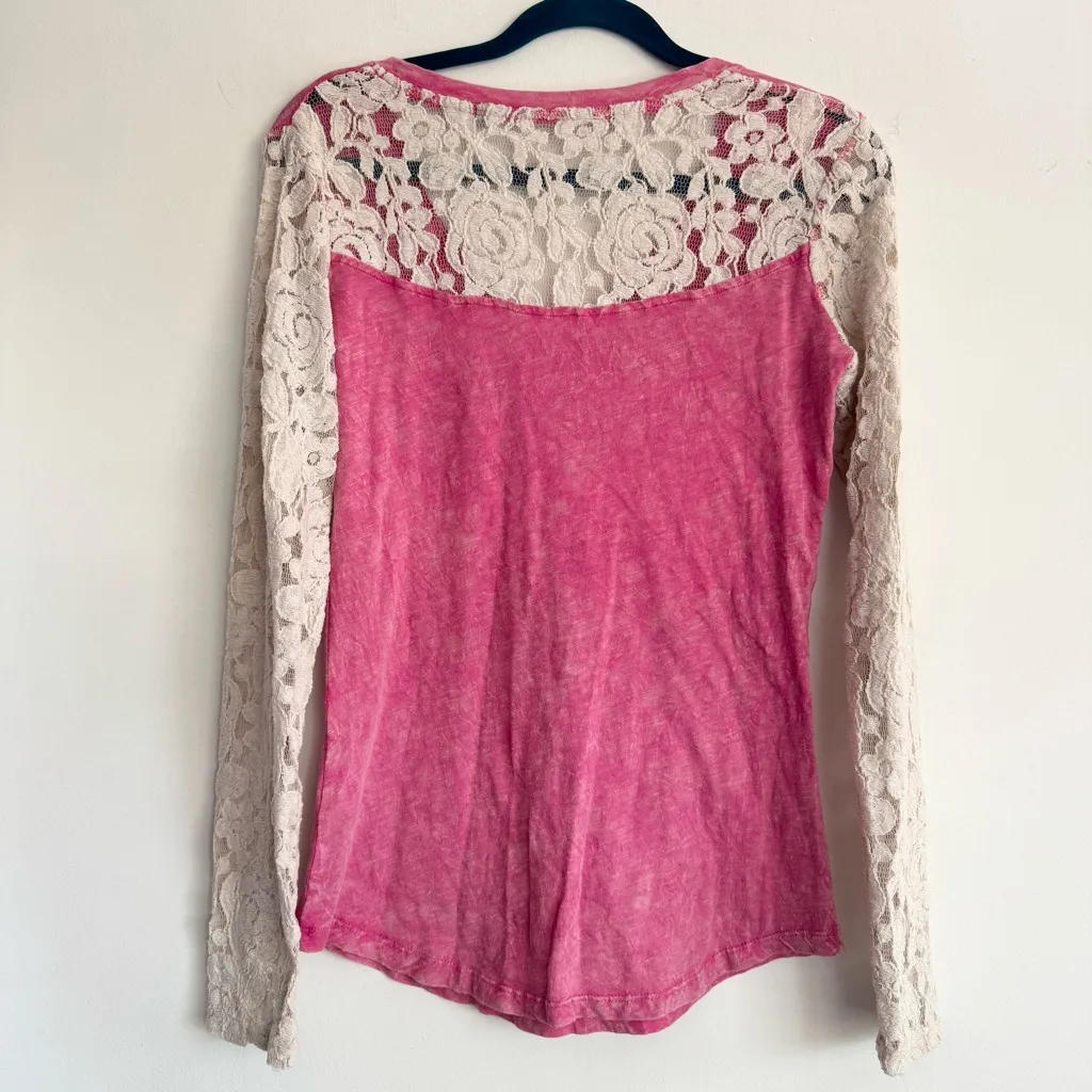Vintage Y2K Westmoor Mfg Panhandle Slim Cowgirl Lace Pink Henley Western Top S/M Size undefined - Image 5