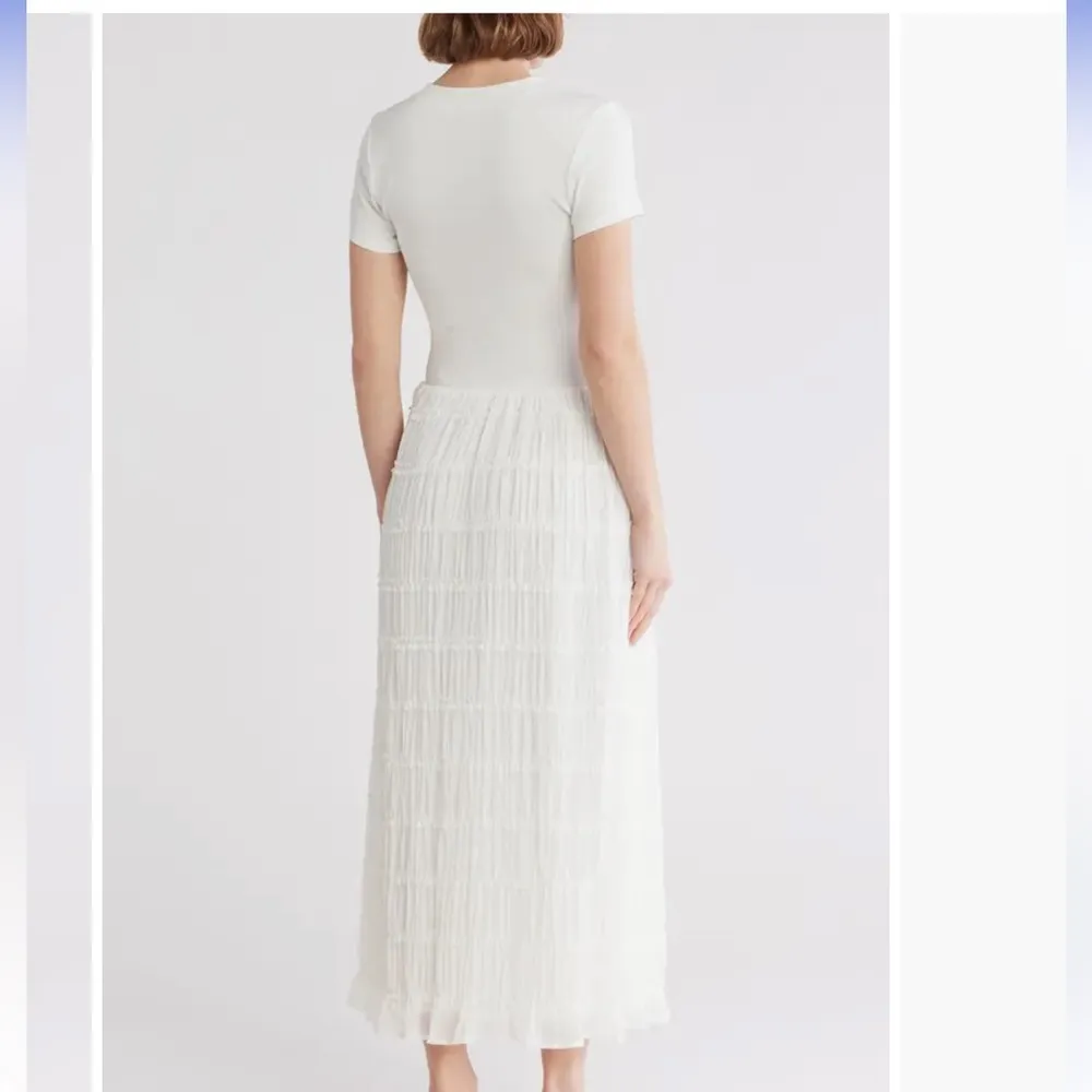 Lush Off-White Mixed Media Frill Skirt Dress. Size: L - Image 3