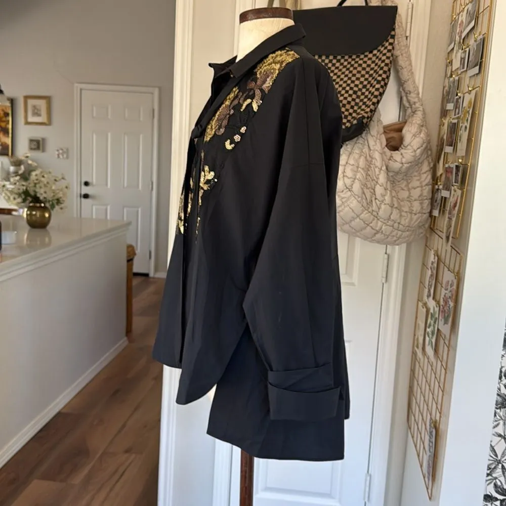 Psophia sequin embellished button down Black Size L - Image 8