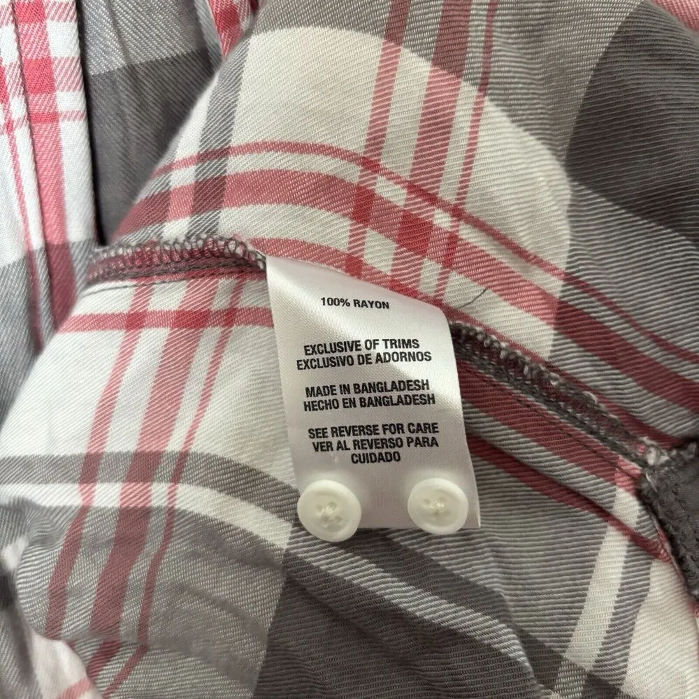 Woolrich Top Womens XL Multicolor Plaid Button Up Shirt Rayon Long Sleeve Blouse - Image 8