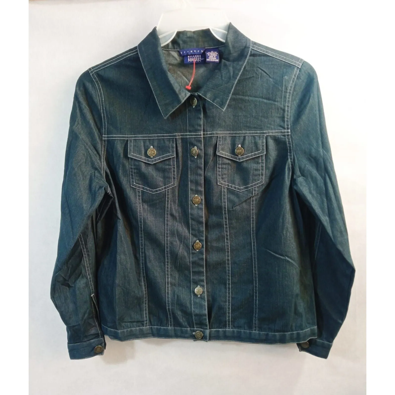 Hillard & Hanson Casual Stretch Denim Button Front Jean Jacket Women's Size M - Image 2