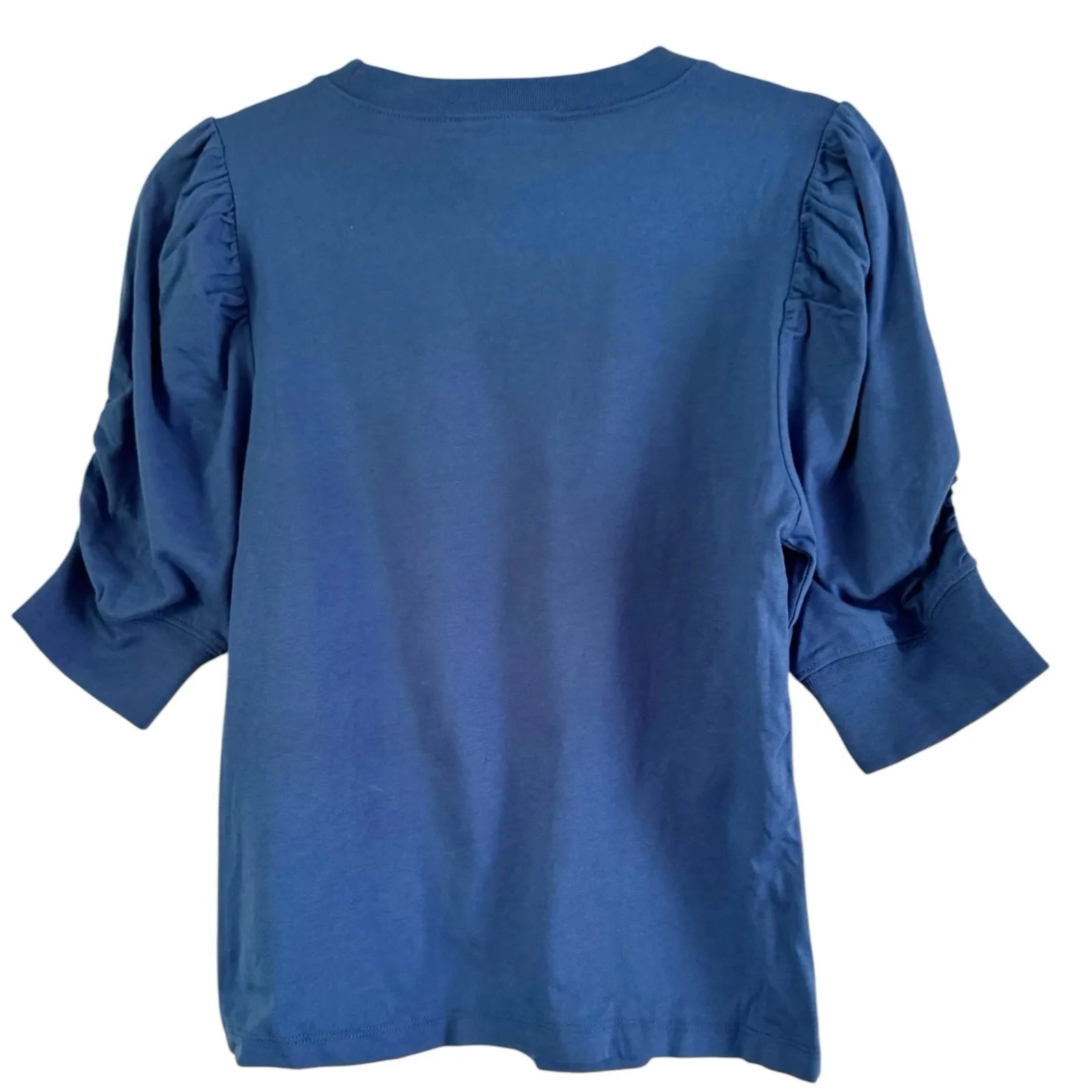 Frame Frankie Ruched Puff Sleeve Top Slate Blue Tshirt Size XS - Image 2