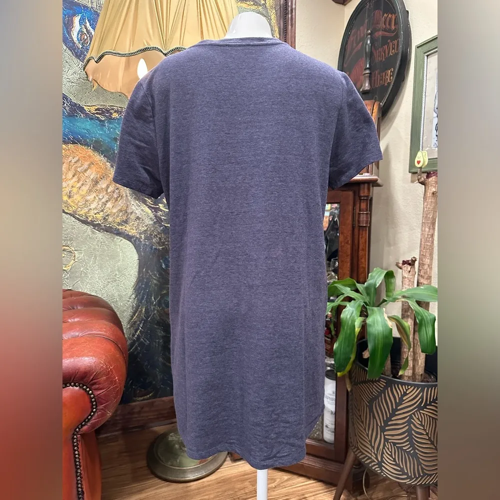 Umgee blue  Raglan Sleeve Mini Dress with front embroidery flower motive - Image 6