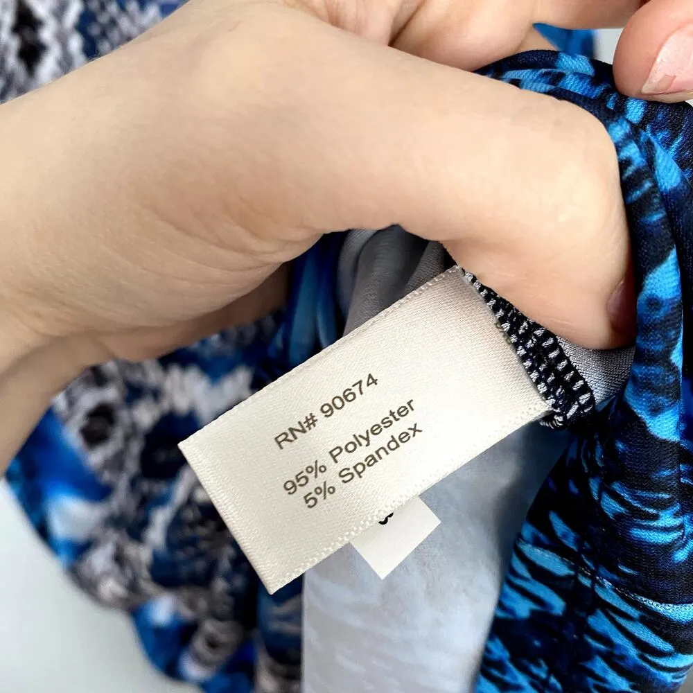 Boston Proper Blue Gray Snakeskin Ruched V-neck Bodycon Cocktail Dress 14 - Image 2