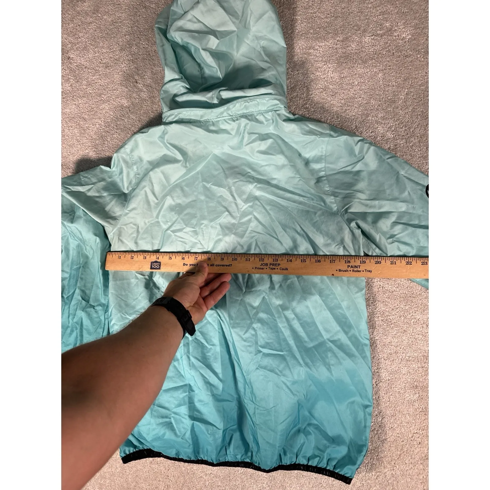 Victorias‎ Secret PINK Jacket XS Ombré Teal Full Zip Tuckaway Hood Windbreaker - Image 7
