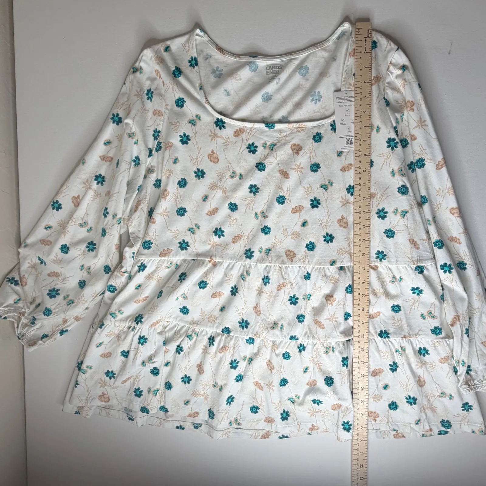 NWT Lands End Floral Tiered Top Size 3X Lightweight Peplum Cottage Boho Comfy - Image 10