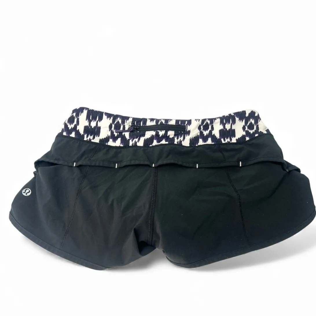 Lululemon 4 Black Blue White Ikat 2.5” Inseam Print Run Speed Shorts Running - Image 2