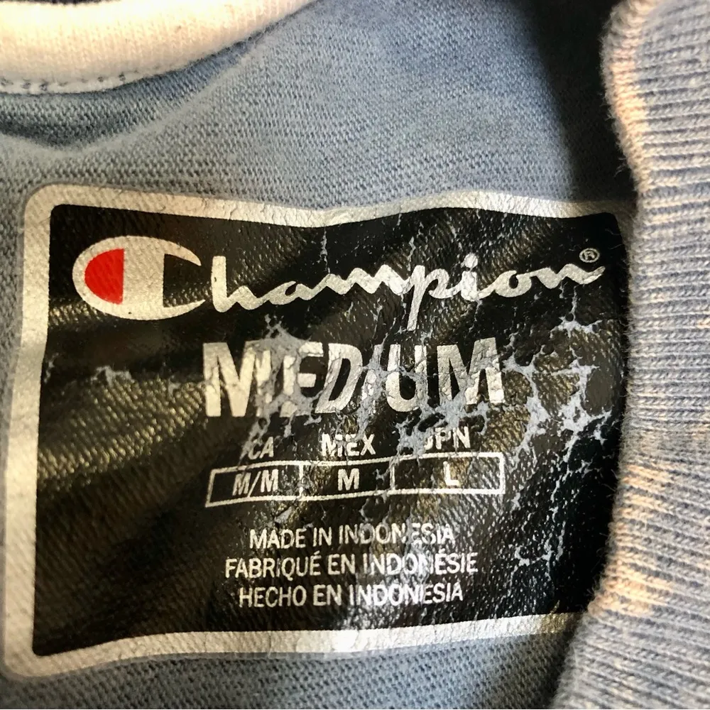 Tie Dye Crop Rugby Sweatshirt Lightweight Blue Grey Athletic sz Medium - Image 5