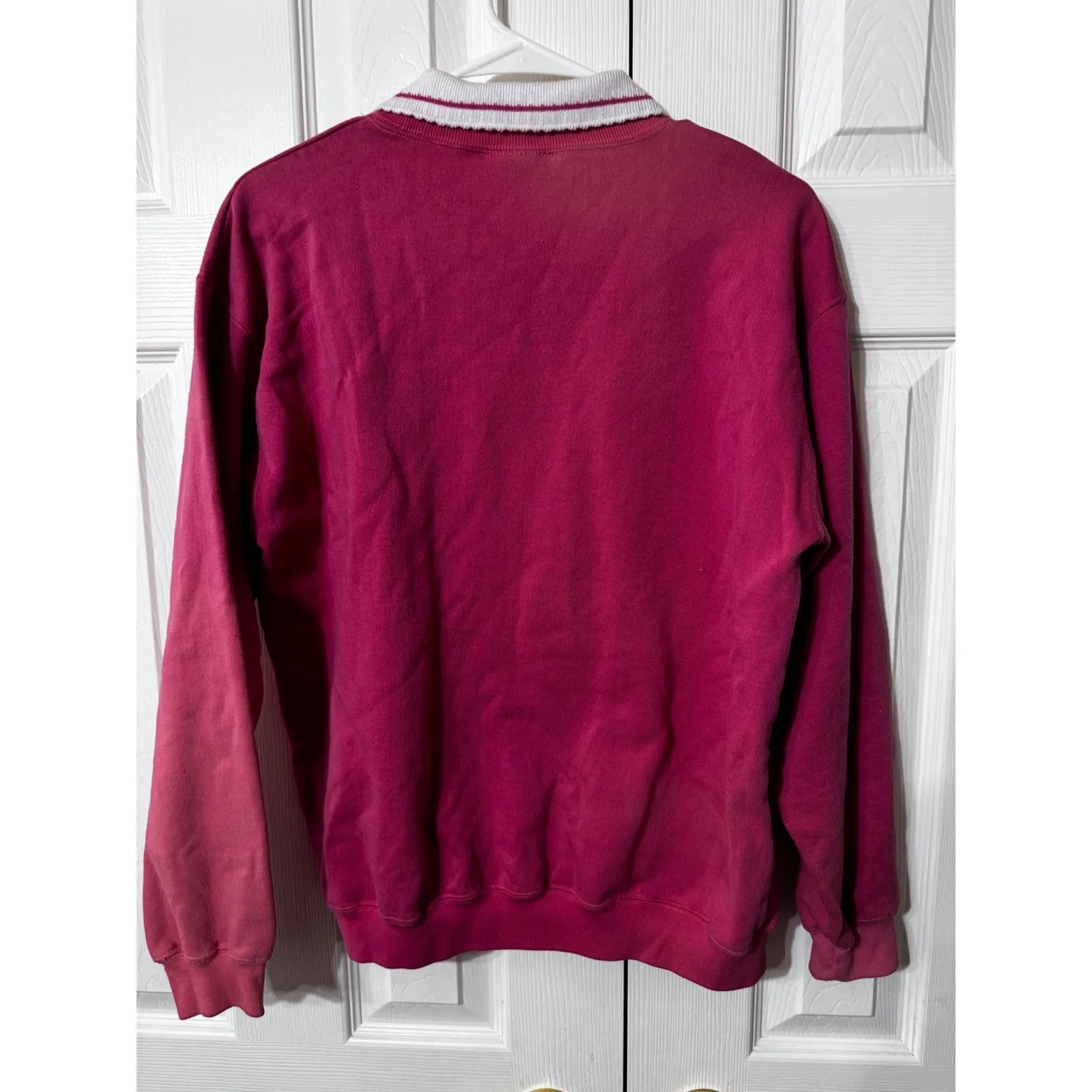 VTG Basic Editions Vintage Embroidered‎ Rose Sweatshirt Collared Pullover Sz L? Red Size L - Image 4