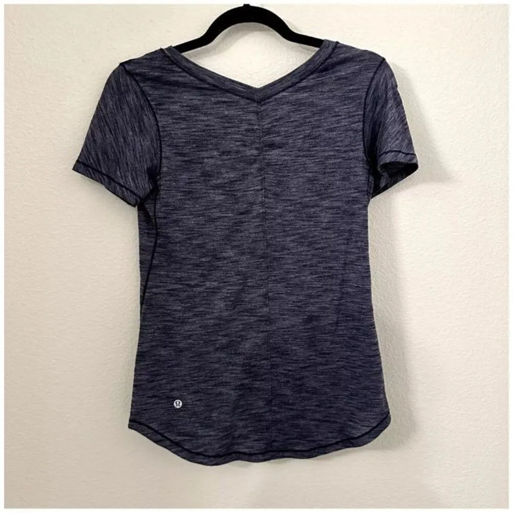Lululemon womens Intensi-Tee sz 2 Heathered Navy grey Short Sleeve Top athletic - Image 8