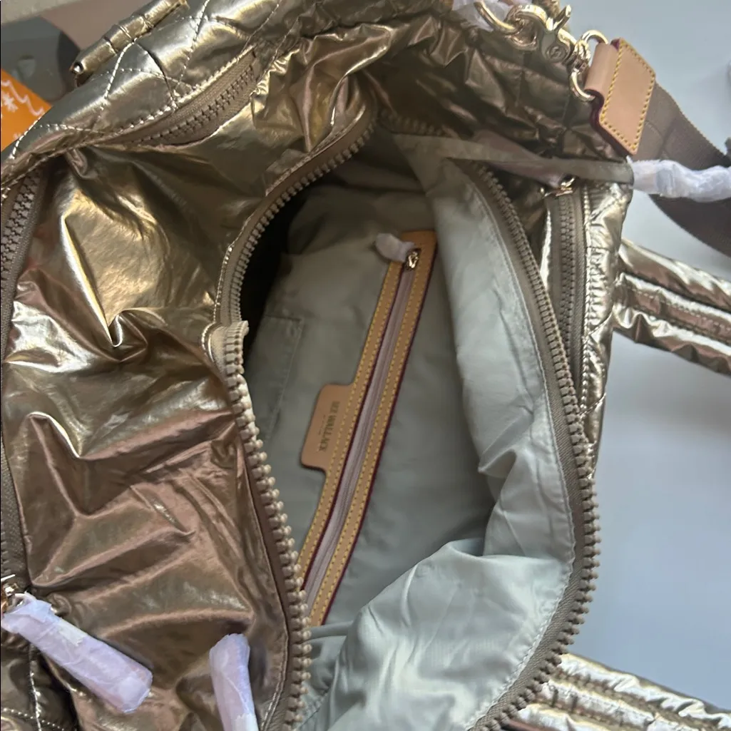 MZ Wallace New York Metro Tote Deluxe Medium Antique Gold New Glam quilted chic - Image 8