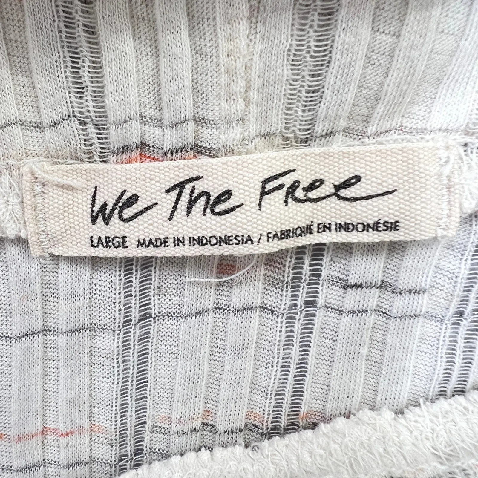 We The Free Snowbunny Ribbed Knit Top Off Shoulder Plaid Long‎ Sleeve Small - Image 5