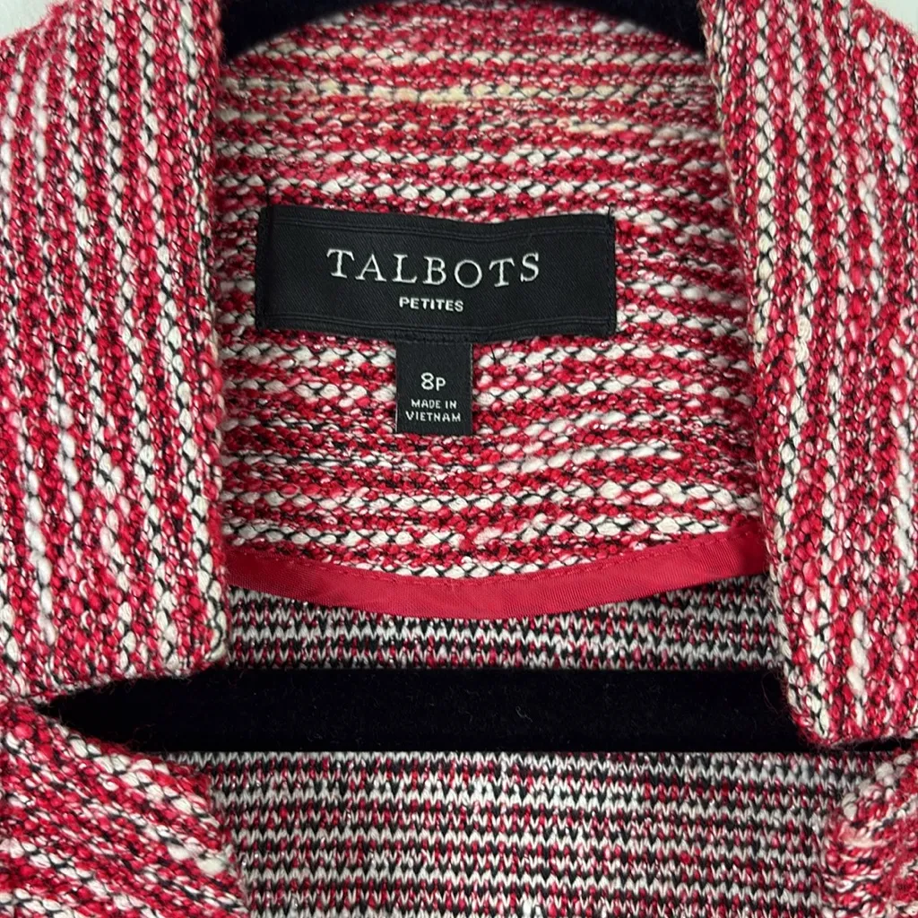 Talbots Tweed Blazer Jacket Red White Women’s Size 8 Petite Cotton Career Office - Image 3