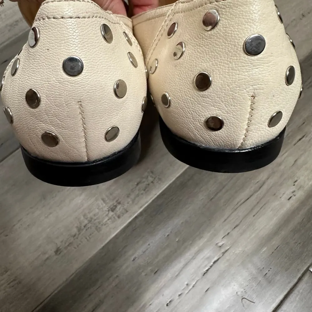 NEW AGL Ines Studded Leather Moccasin Loafers Women's Cream Size 35 - Image 4