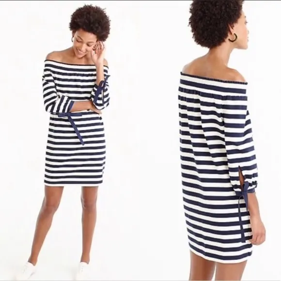 j.crew • striped off shoulder dress - Image 4
