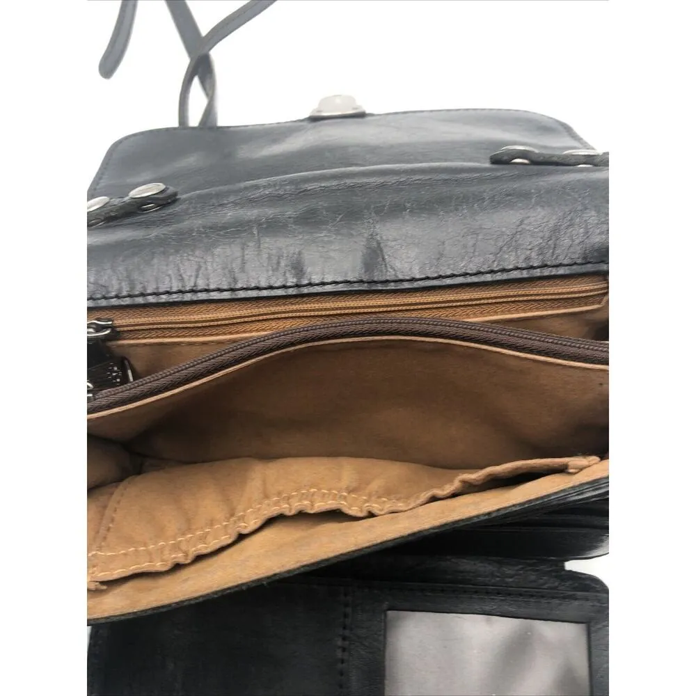 Patricia Nash Bianco Crossbody Organizer Black Leather Purse Handbag - Image 13