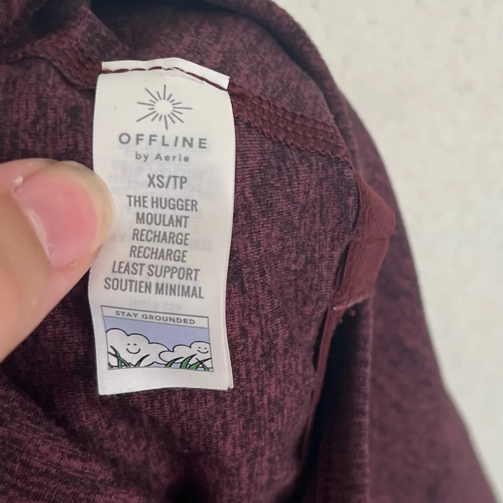 Aerie Offline Maroon Heather The Hugger Keyhole High Neck Sport Bra Size XS - Image 7