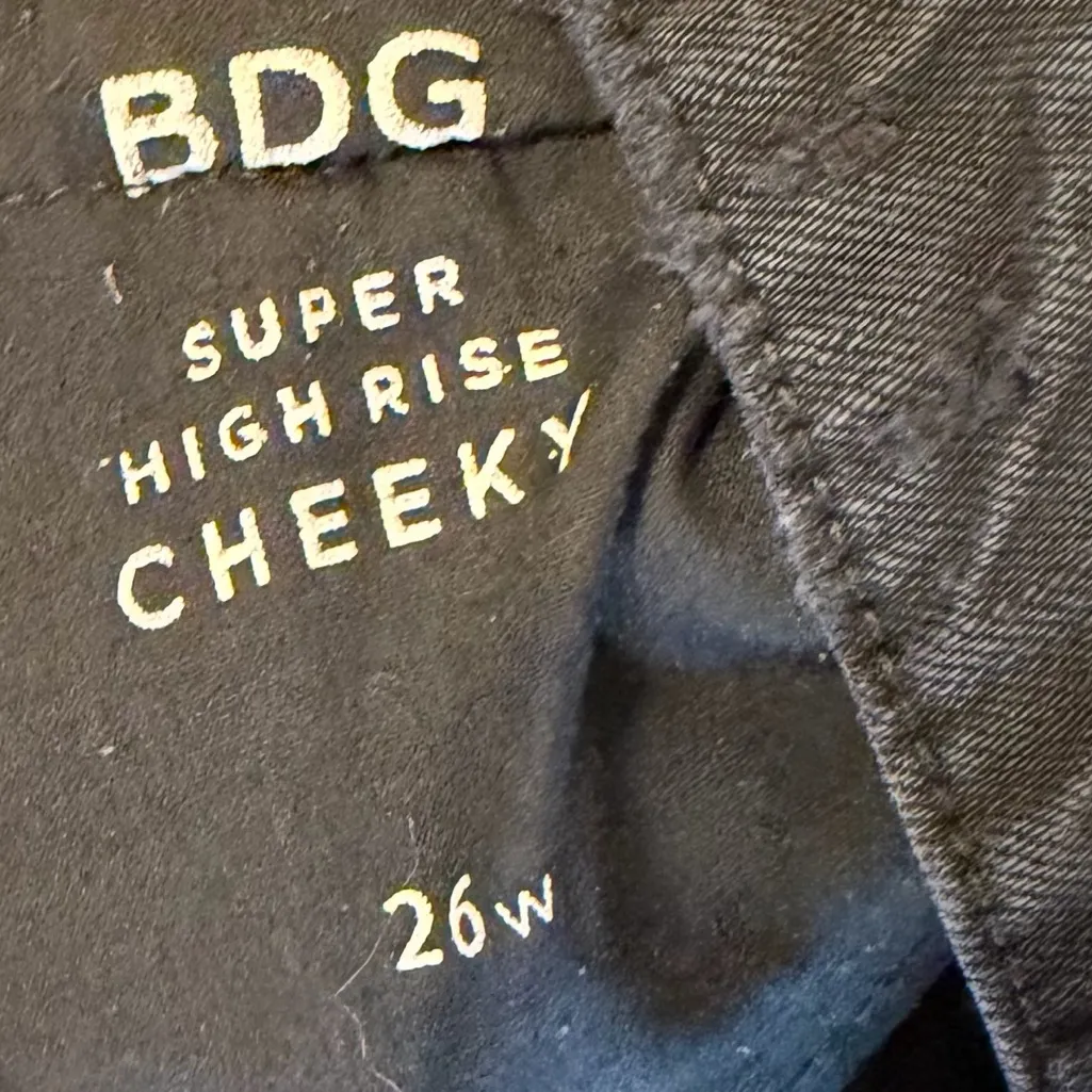 BDG super high rise cheeky black jean shorts 26 - Image 4