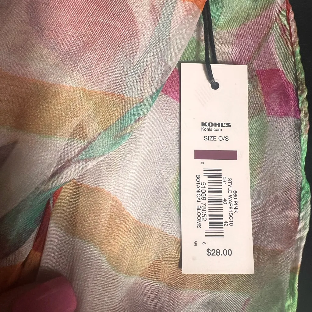 APT.9 Botanical Blooms Infinity Scarf Colorful Striped Floral Polyester O/S NWT - Image 3