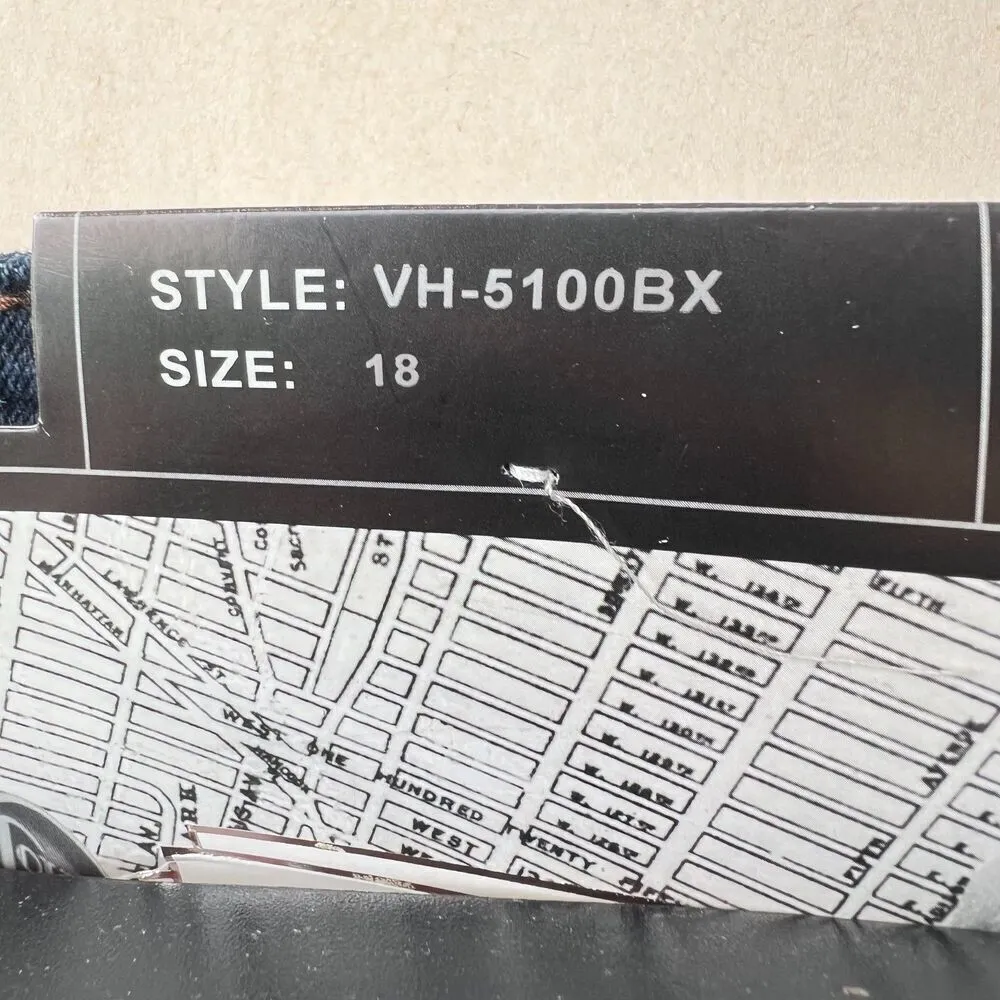 Vintage Harlem womens jean stretch embroidered wash dark blue pocket cowgirl 18 Black - Image 5