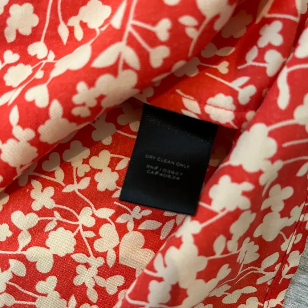Marc By Marc Jacobs Ruffle Collar Cotton Silk Red Cream Floral Print Blouse,Sz L - Image 13