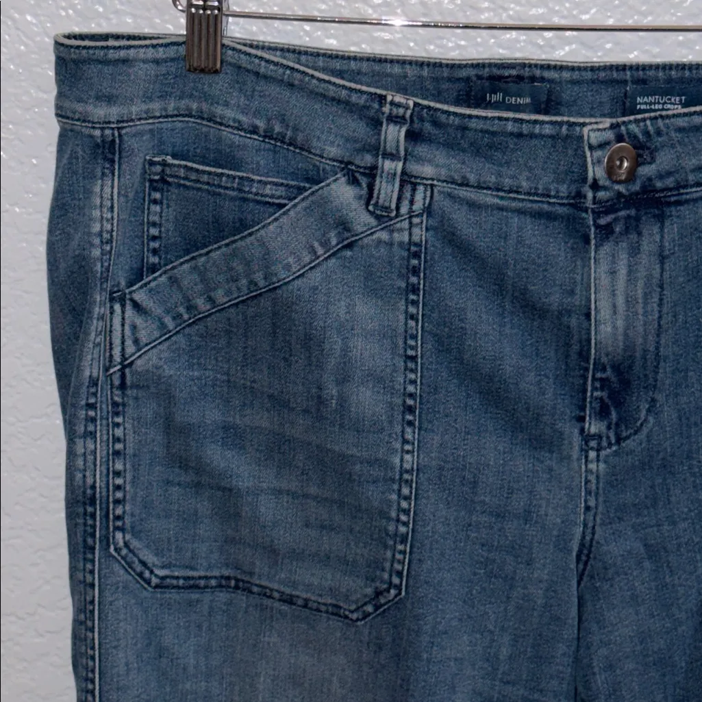 J.Jill Nantucket High Waisted Wide Leg Cropped Jeans Size 16P Blue - Image 4