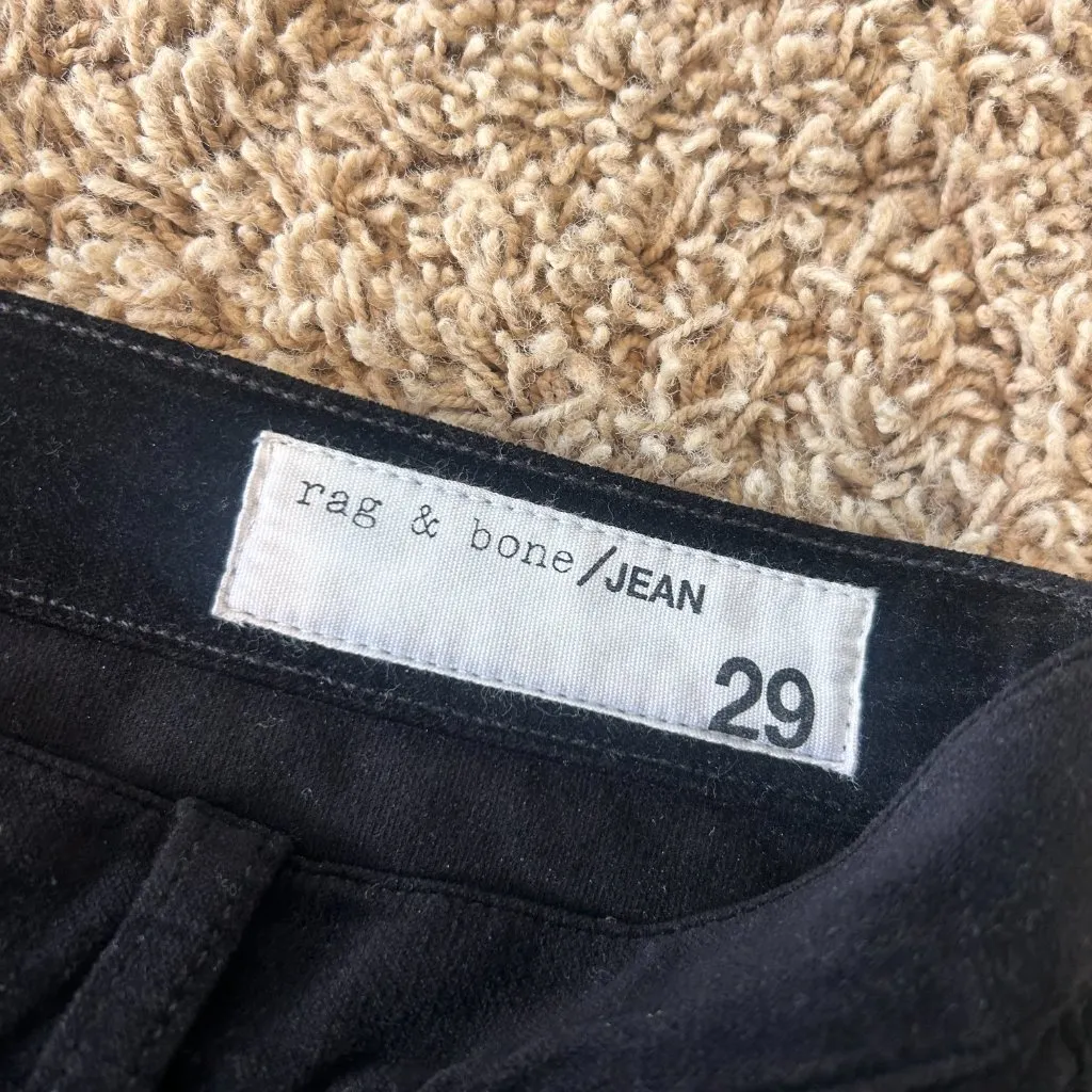 Rag & Bone High Rise Ankle Skinny Pants in Black Velvet Women's Size 29 Holidays - Image 7