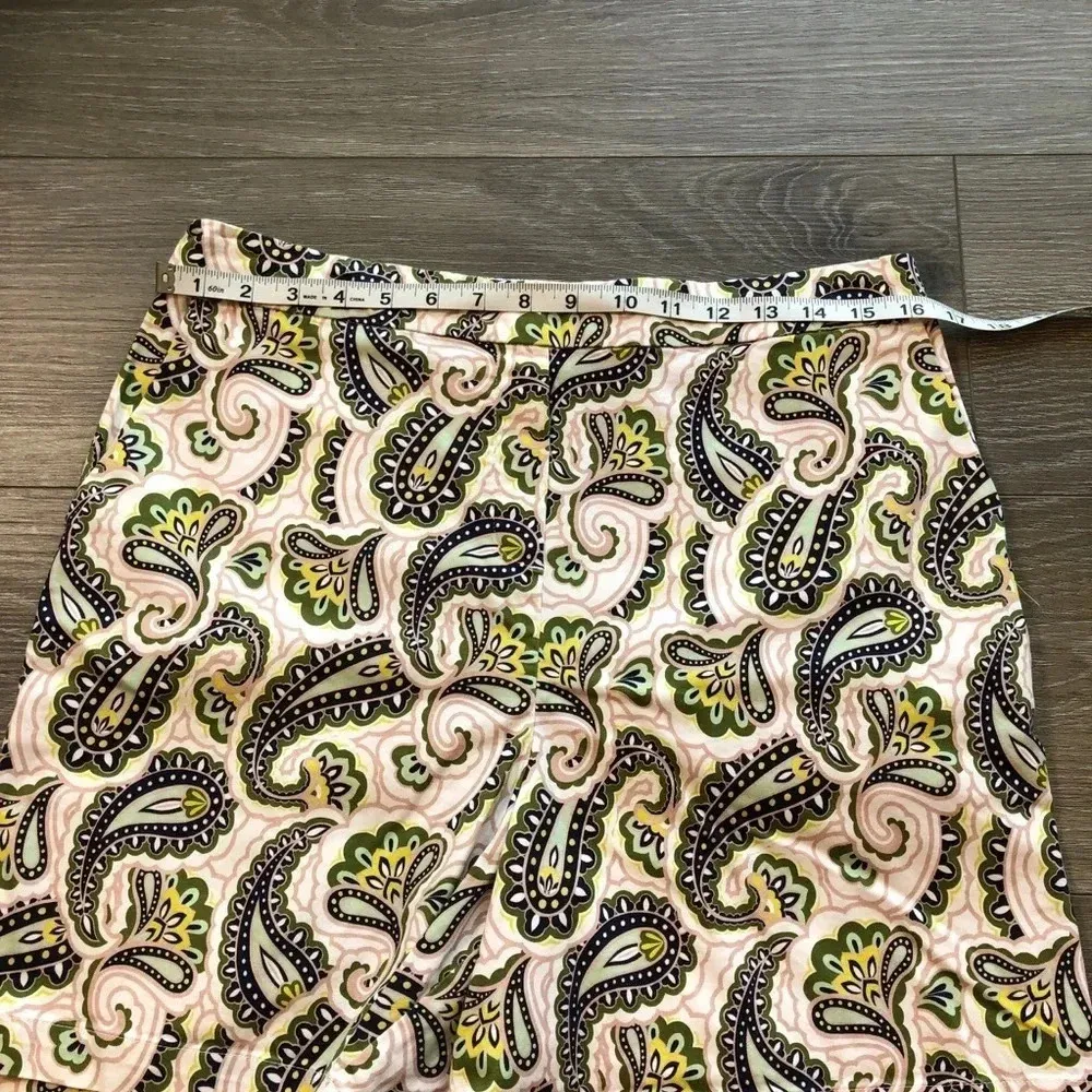 Womens Boden White Blue Green Paisley Danby PullOn Cotton Culotte Shorts Size 10 - Image 10