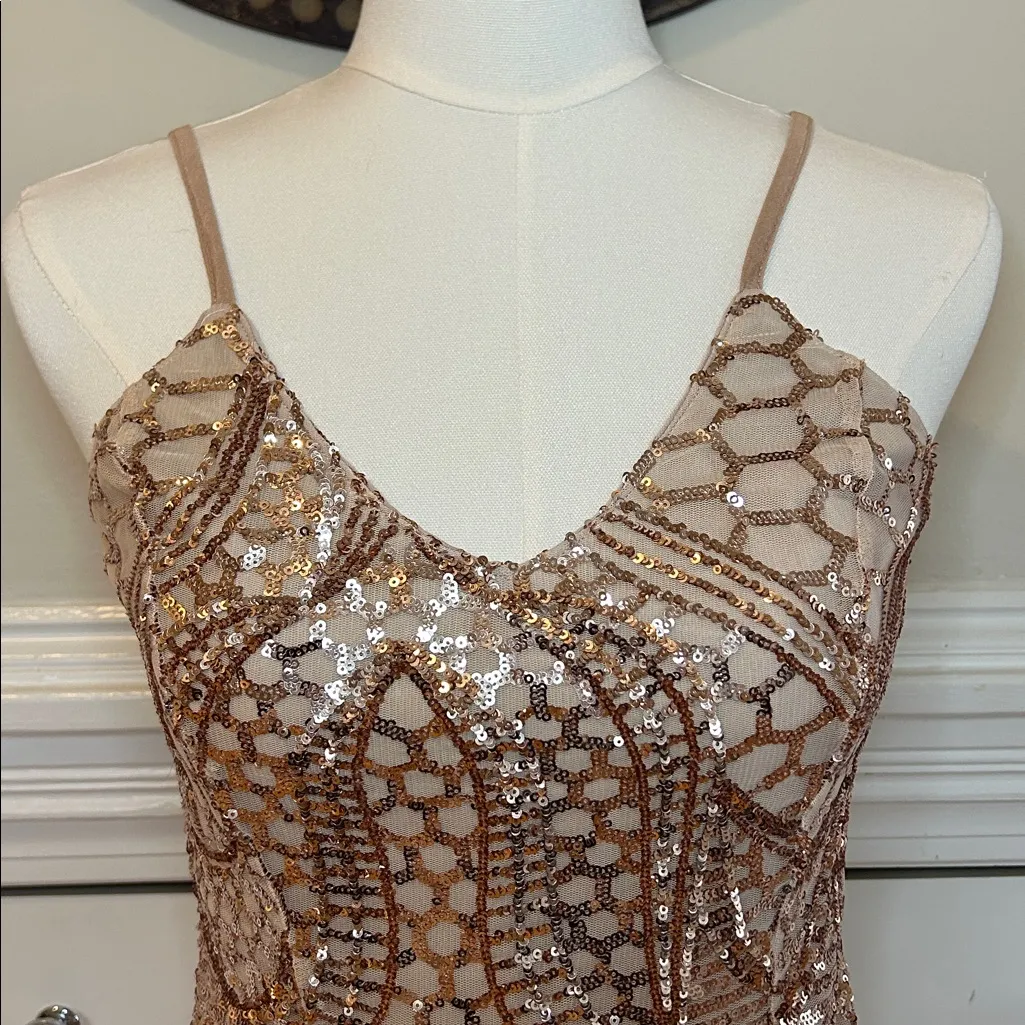 SHOWPO Be My Lover Rose Gold Sequin Maxi Dress | Size XS/S - Image 5