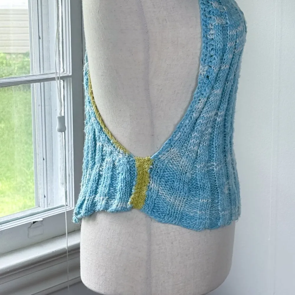 Free People Laguna Tank Blue Knit Sleeveless Sweater Size Small Cotton NWT - Image 5