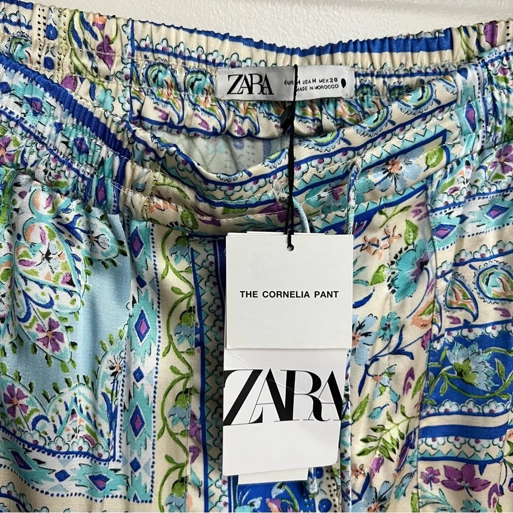 Zara The Cornelia Pant NWT Boho Satin Lounge Slacks Medium - Image 5