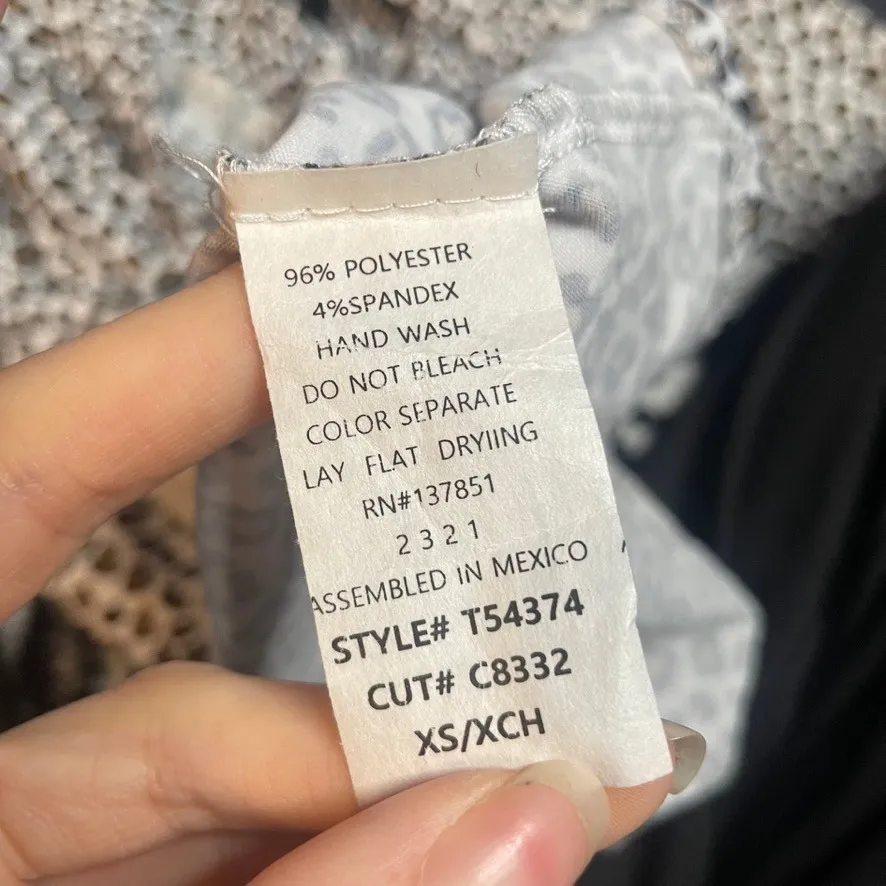 Gaze Leopard Print Mock Neck Long Sleeve Top Women's XS Made in Mexico Brown - Image 4