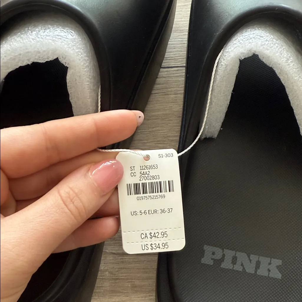 NWT PINK Victoria's Secret Black Slide Sandals - Image 6