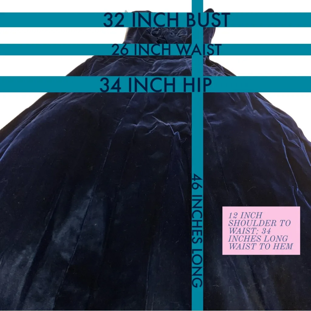 VINTAGE 1980'S VICTOR COSTA SAPPHIRE BLUE VELVET STRAPLESS DRESS (10) - Image 12