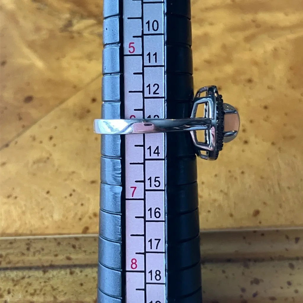 Natural Ethiopian Opal Black Spinel Sterling Silver Ring Size 6 White - Image 9