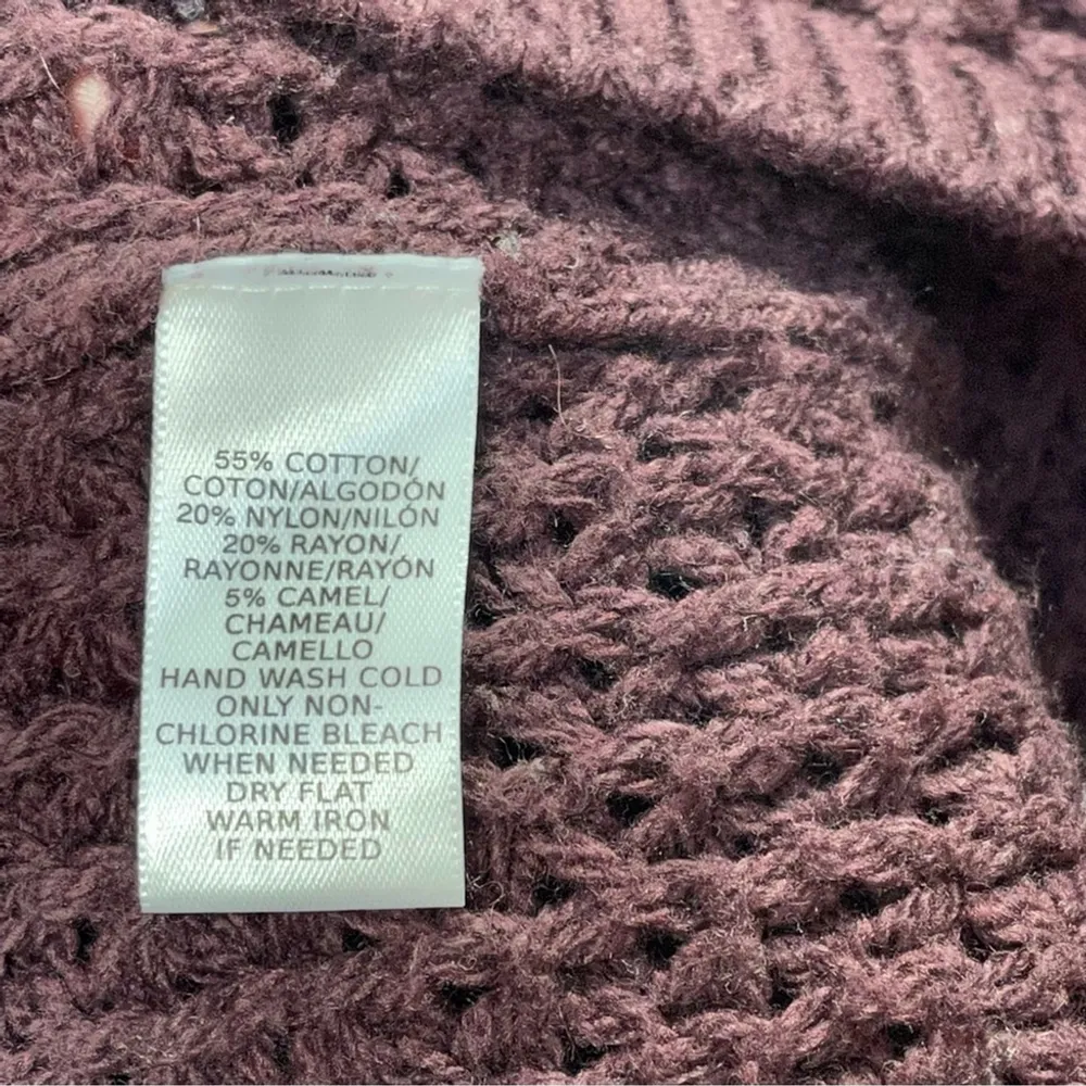 loft women cotton blend sweater poncho turtleneck burgundy Sz M - Image 12