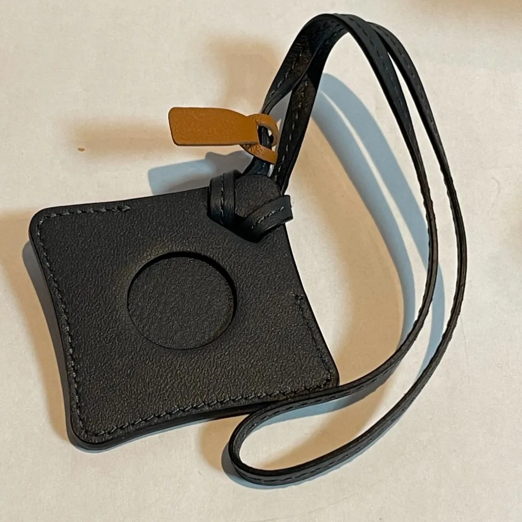 Logo Print Leather Air Tag Luggage Tag - Black - NWOT - Image 2