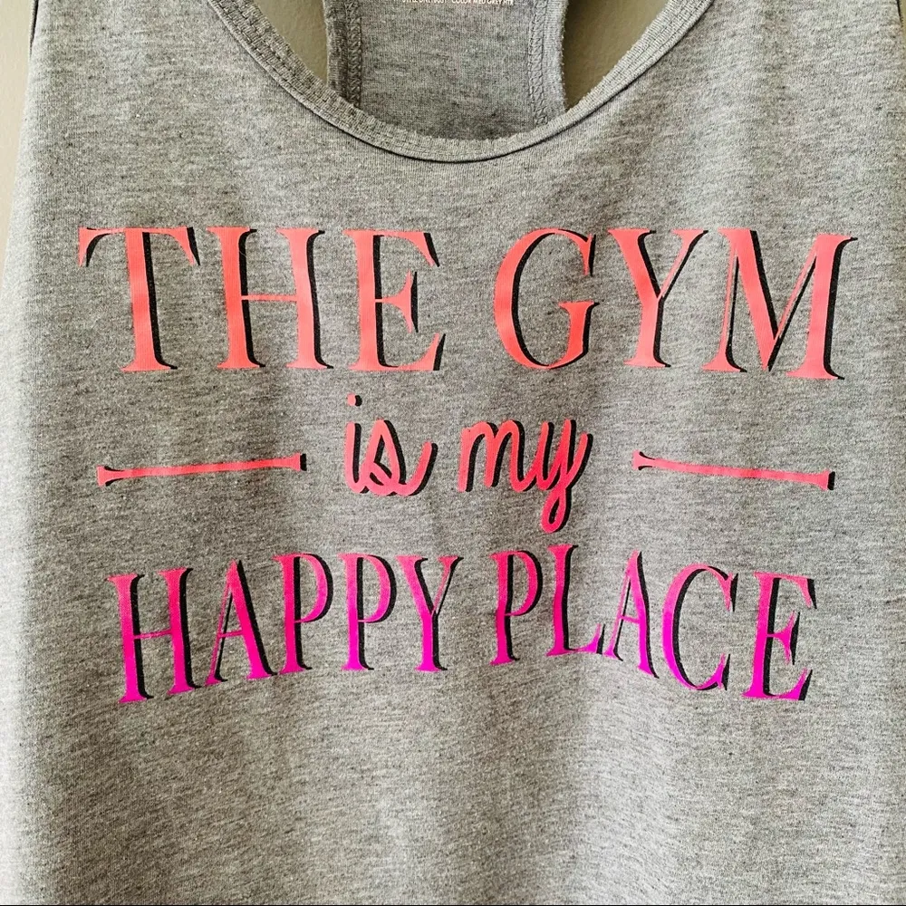 Danskin Now 'The Gym Is My Happy Place' Work Out Tank Top Gray Sz Medium - Image 4