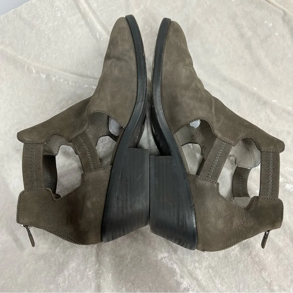 Eileen Fisher 11 grey Slip On Cutout Leather Bootie Shoes - Image 4