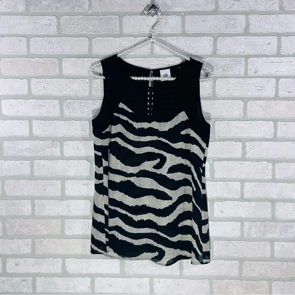 CAbi Style 5046 Tovoli Zebra Print Sleeveless Top Size XS - Image 3
