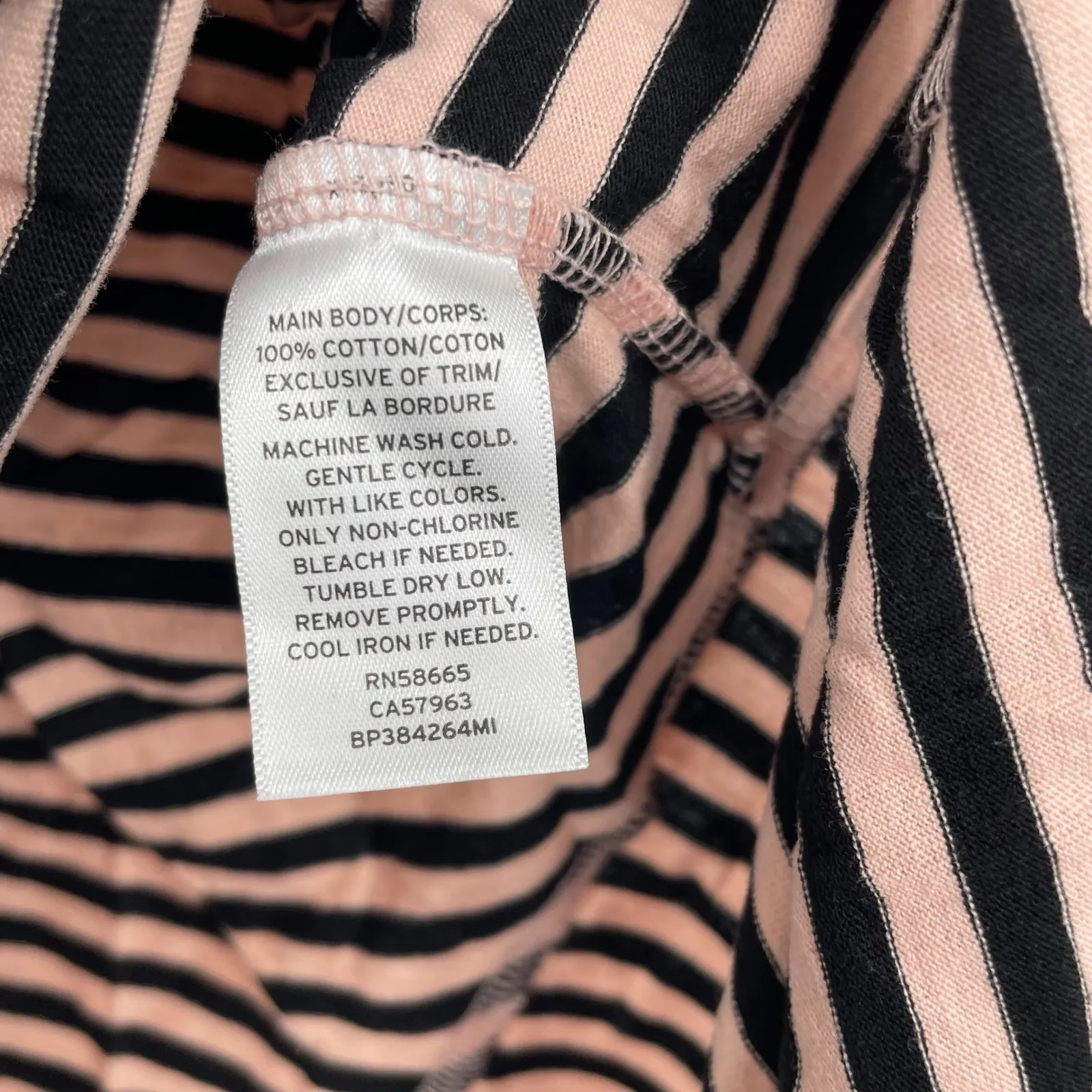 BP. Striped Peplum V Neck T Shirt Top Pink Black Womens Size S - Image 4