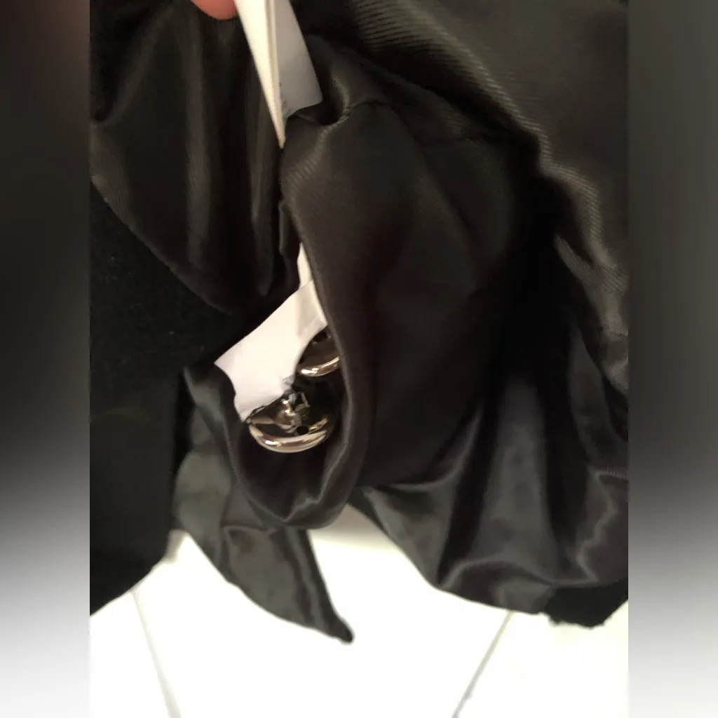 Michael Kors Wool Blend Coat Black Double Breasted women sz 0 pea coat oversized - Image 7