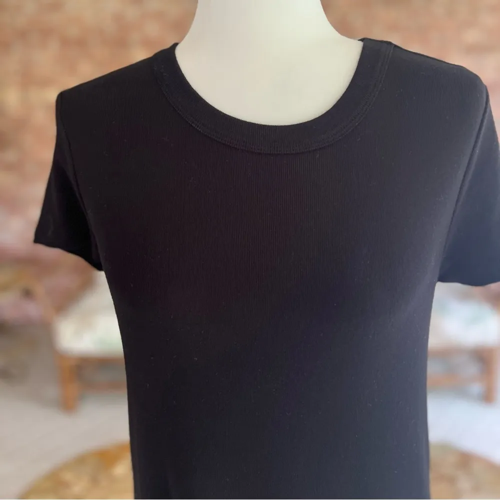 Michael Stars Dress Black Short Sleeve Knit Mini Shirt Sleeve Shift S Casual - Image 4