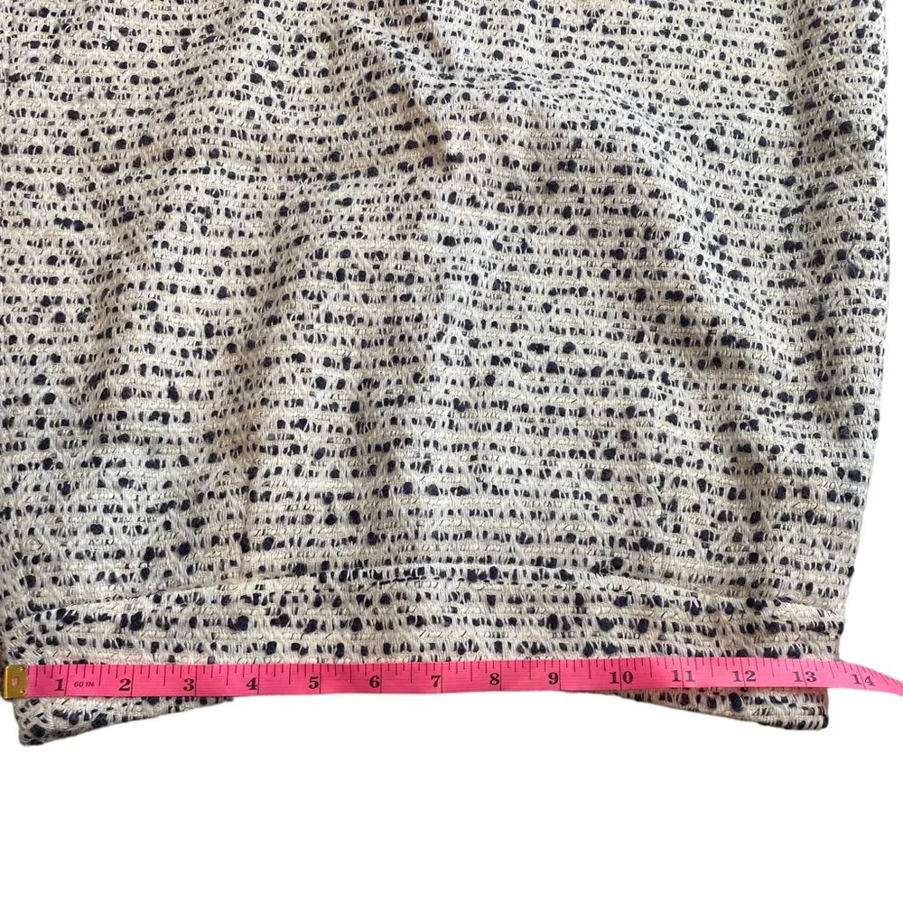 Tory‎ Burch Size 4 Wool Tweed Pencil Skirt Beige Black Preppy Old Money Natural - Image 8