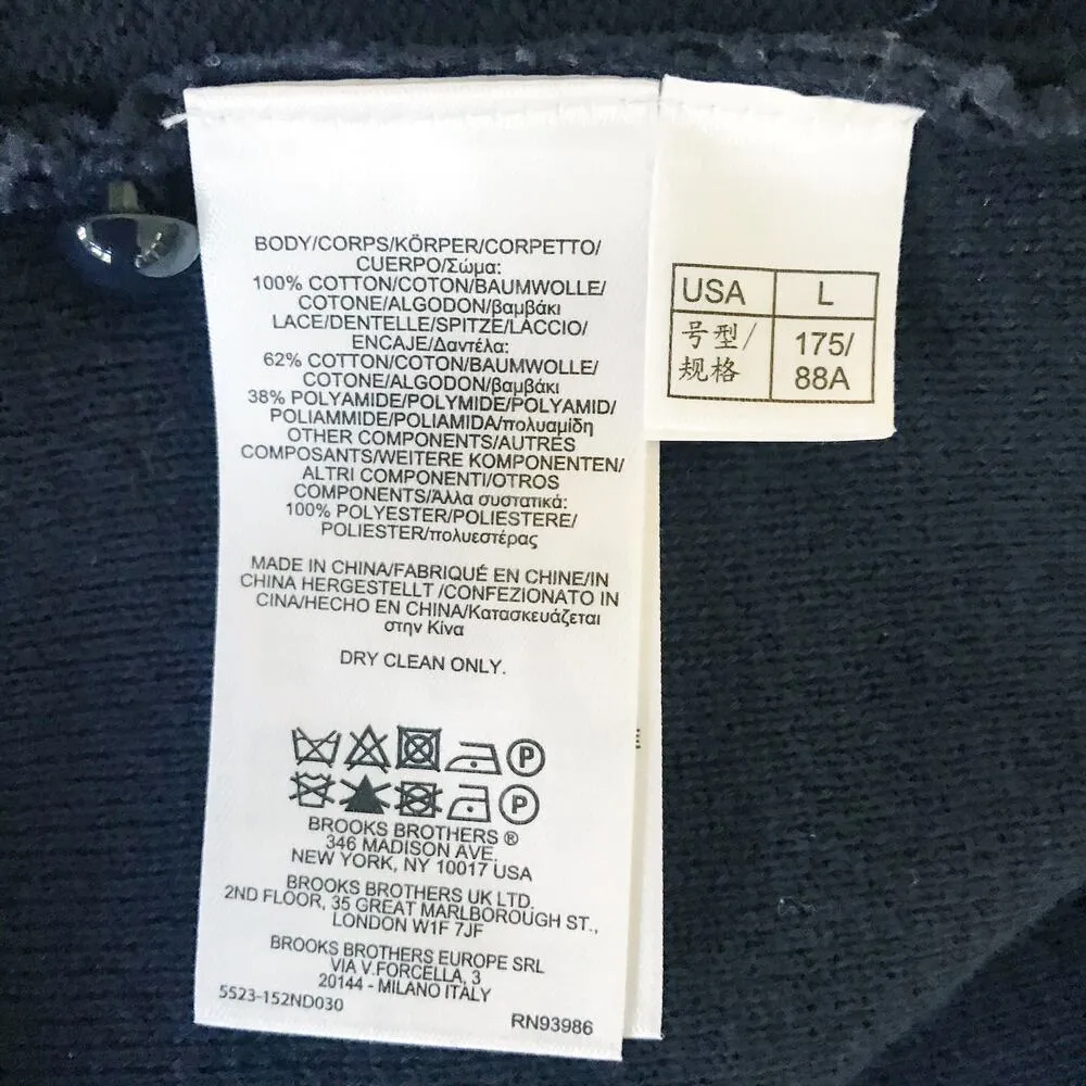 NWT Brooks Brothers Navy Blue Lace Knit Sleeveless Shift Midi Dress Women Size L - Image 9